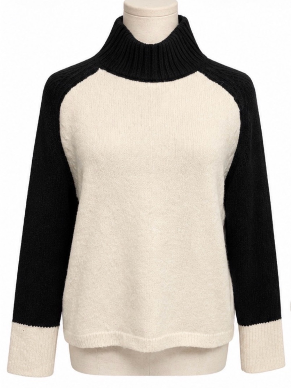 Sanctuary Black Ivory Colorblock Turtleneck Sweater Size L